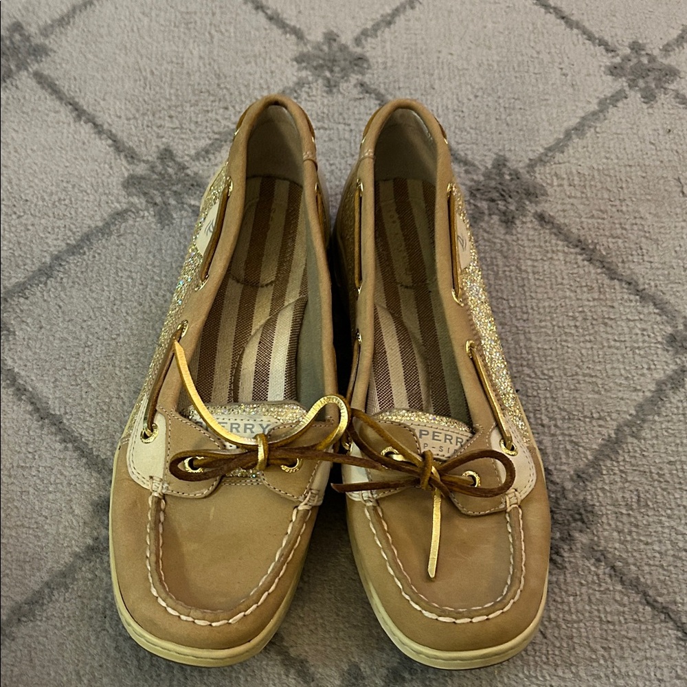 Sperry Women's Angelfish Gold Glitter Boat Shoes